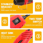 LDK Heat Gun for Crafting, Mini Dual Temp Hot Air Gun Tool - color: Red