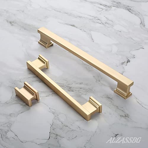 Alzassbg Brushed Brass Cabinet Pulls and Handles 10 Pack, AL3061BB - color: Brushed Brass, size: 5" Hole Center