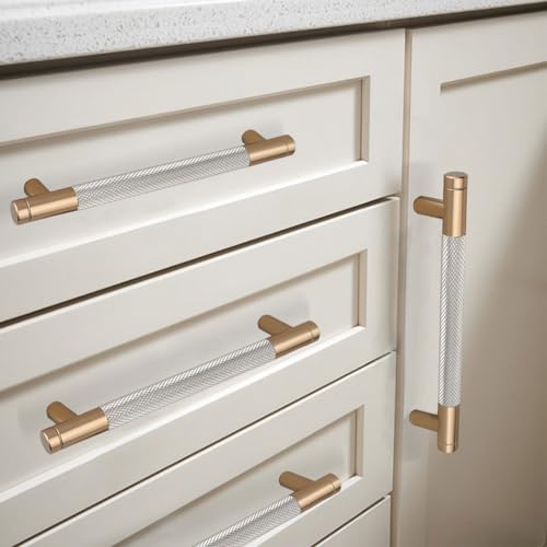 12 Pack 3 Inch 76 mm Bronze and Nickel Knurled Cabinet Handles Cabinet Pulls Aluminum Handles Pulls Gold Oxidation Finish with Diamond Pattern 4" Length pulls (Classic-12, 3 Inch) - color: Bronze and Nickel Knurled, size: 3 Inch