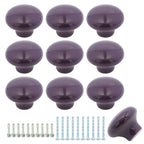 10-Pack Ceramic Cabinet Knobs Dark Purple 32mm Round Drawer Pull - color: Dark Purple