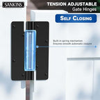 5-3/4" Adjustable Self Closing Aluminum Gate Hinges, Heavy Duty Gate Hinges for Metal Gates, Non-Legged Door Hinges Fence Gate Hinge for Pool Gate, Aluminum Gate, 2pcs, Black