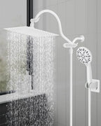 Hibbent All Metal High Pressure Rainfall 10'' Shower Head with Handheld - color: White, style: Square 10''