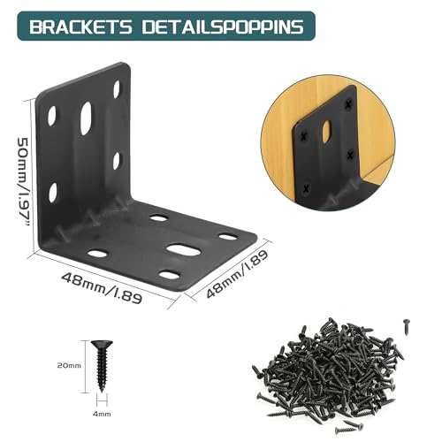 Alise 30 Pack Black 2x2in L Brackets Heavy Duty Metal for Wood Furniture - color: Matte Black, size: (30P) 2X2 inch
