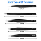 10 Piece Precision Tweezers Set, ESD Stainless Steel for Electronics Repair