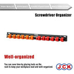 JCK Aluminum Screwdriver Organizer Wall Mount Rack, 12 Sliding Clips - style: Screwdriver Organizer
