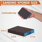 INBOF 12 Pack Sanding Block, 60/80/120/220 Grit Sanding Sponge, Washable and Reusable Sandpaper Block, Sandpaper for Wood and Drywall, Sand Paper for Wood Furniture and Wall Repair