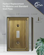 Switch Plates Outlet Covers, 2-Pack Antique Brass Metal Wall Plates - color: Antique Brass, size: 1 Toggle 2PK