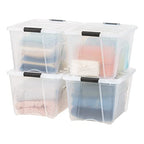 IRIS USA 3-Drawer Rolling Storage Cart, Black/Clear - color: Clear, size: 54 Qt, style: 4 Pack