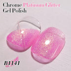 Double Rhythm 15ML Glitter Gel Polish Shimmer Reflective Holographic Color Magnetic for Nail Art Salon DIY at Home (Hot Pink-B1141) - color: Pink
