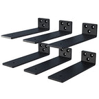NEODROP 6-Pack 6 Inch Floating Shelf Brackets, Heavy Duty Hidden Shelves Bracket for Kitchen, Nursery, Black Powder Coated Steel - size: 6 Inch, style: 6 Pack