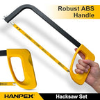 Hanpex 12in. High-Tension Hacksaw Frame with 10pcs Extra Bi-metal Blades, Hand Saw Suitable for Metal, wood, PVC, Carpentry - style: Hacksaw with 10pcs Bi-metal blades