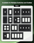 2-Pack Natural Bamboo Fiber Combo Toggle/Duplex Light Switch Cover Plate - color: Matte Black, size: 1 Toggle/1 Duplex 2PK
