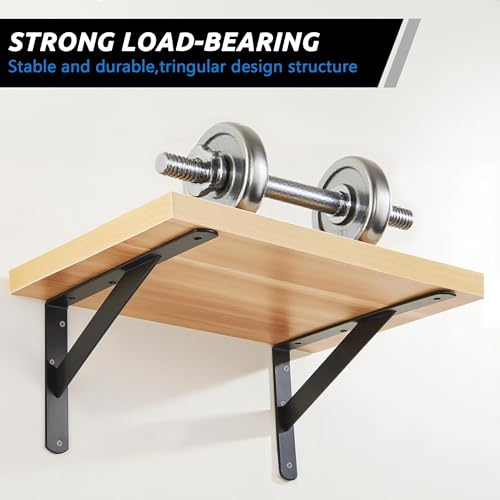 4 Pack L16 x H 10" Heavy Duty Shelf Brackets with Screws Open Floating Shelving Bracket L Brackets Black Metal Shelf Brackets for Shelves, Room, Pantry,Garage - size: L 16" x H 10" x W 1", style: 4 Pack-Black