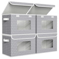 Univivi Fabric Foldable Storage Boxes with Lids, 4 Pack, Gray Star - color: Grey Star