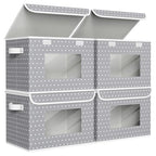 Univivi Fabric Foldable Storage Boxes with Lids, 4 Pack, Gray Star - color: Grey Star