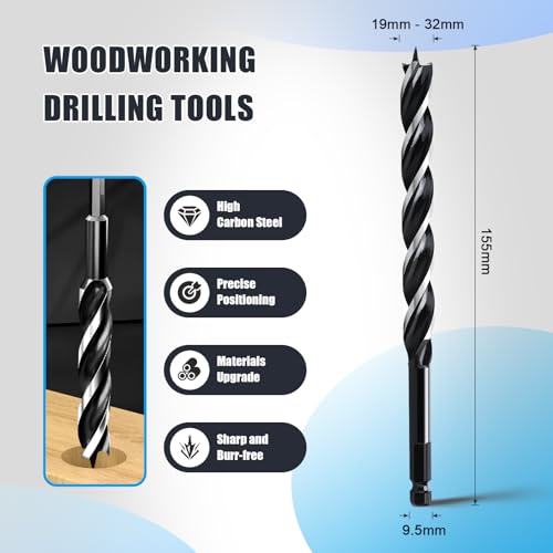 1-1/6" x 6" Auger Drill Bit for Soft and Hard Wood,Hex Shank - size: 1-1/6", style: 6"