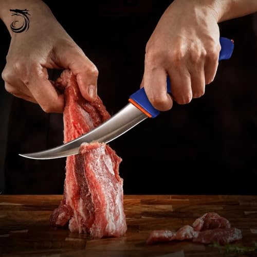 DRAGON RIOT 6-Piece Boning Butcher Knife Set 10inch, Stainless Steel - color: 6-Pcs