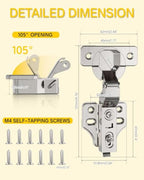 Onemake 10 Pack Inset Soft Close Cabinet Hinges, Stay at Will 105° Concealed Hinge, Smooth Slow Self Closing, 3D Adjustment, Clip-on Plate, Frameless Hidden Door Hardware for Kitchen Cupboard - size: Inset