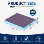 8Pcs 150Grit Double-Sided Sanding Sponges, Washable & Reusable - size: 150Grit