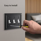 DEWENWILS Triple Toggle Wallplates, Black Light Switch Covers - color: Black, size: 2 Toggle 2PK