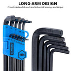 NEIKO 01100A Metric Allen Wrench Set, 13 Piece Ball End Hex Key Set, Long Allen Keys 1.27mm to 10mm Hex Wrench Set for Bike Bicycle Repair, Black Oxide Chrome Vanadium, Hanging Storage Case - size: Metric - 13pc