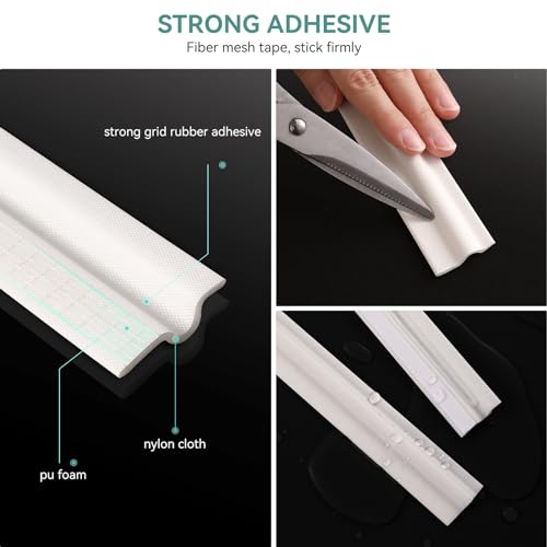 MOPMS Draft Stopper Sweep, Door Weatherproofing Stripping, Window Seal Strip Self-adhisive Soundproof Cuttable Weather Length 19.7 Ft (3 Pcs x 6.56 Ft), White - color: White, size: 19.7 ft (3 pcs)
