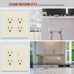 ENERLITES Screwless Double Duplex Outlet Covers Wall Plate, Light Almond - color: Light Almond, size: Screwless