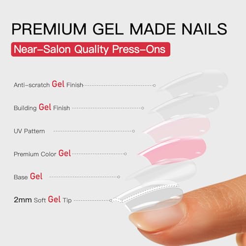 CurvLife Short Square Press On Nails, Cloud Mist Blue, Soft Gel - color: Cloud Mist