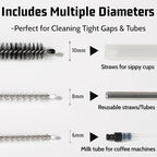 Milk Foamer Hose Brush, Tube Hose Cleaner Brush Ideal for Espresso & Coffee Machine Attachments，Extra Long Stainless Steel Brush for Cleaning Reusable Drinking Straws, Keg Lines and Pipes(13.7in)