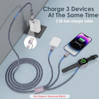 Travel Essentials,Multi Charging Cable for Apple Watch iPhone Charger Gray - color: Gray, size: 1pack-4ft