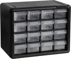 Akro-Mils 16-Drawer Plastic Storage Cabinet, 10.5"W x 6.5"D x 8.5"H, Black - size: 16 Drawer