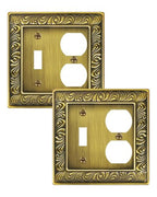 2-Pack Paisley Pattern Metal Combo Toggle/Duplex Light Switch Cover Plate - style: 1 Toggle/1 Duplex 2PK