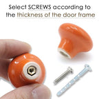10-Pack Ceramic Cabinet Knobs Orange 32mm Round Drawer Pull - color: Orange