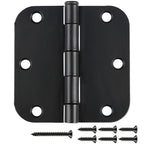 24 Pack Rounded Matte Black Door Hinges 3.5 Inch with 5/8" Radius - color: Matte Black, size: 24 Pack