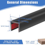 Rubber Edge Trim, Self-Adhesive U Channel Edge Protector for Plywood, Cabinet, 1/2" Wood Edge Banding, Flexible Furniture Repair, EPDM Material, Fit 1/2"(12mm), Length 10Ft, Black - size: Fit 1/2"- L10'