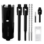 Diamond Core Drill Bit 3"(76mm) with Pilot Bit & Adapters (SDS Plus & Hex) – Upgraded Welded Segments, 8.6" Depth – for Concrete, Solid Brick, Hollow Brick, Masonry & More - size: (3"/76mm)