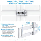 AST French Door Lock for Double Doors, Adjustable, 3 Brass Keys, Key Differ - style: Matte White with Keyed Differ