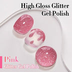 Double Rhythm 0.5Oz Glitter Gel Polish Shimmer Reflective Color for Nail Art Salon DIY Soak Off 15ml Nail Lamp Gel Polish at Home (Light Pink-B1173) - color: Blossom Pale Pink