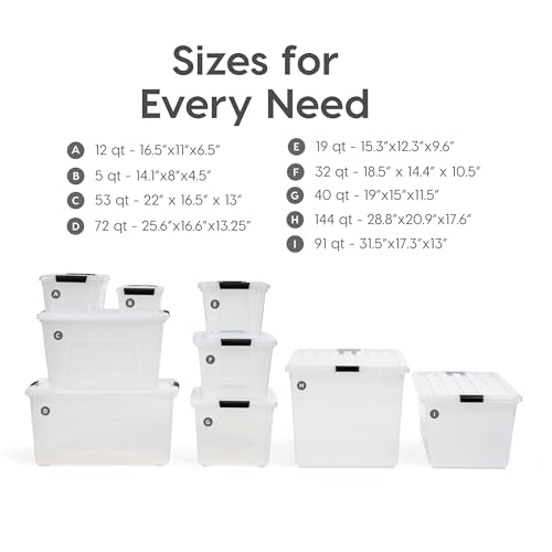 IRIS USA 6-Pack 54 Quart Storage Bins with Lids, Clear - color: Clear, size: 54 Qt, style: 6 Pack