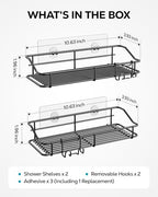 Nieifi Shower Caddy Adhesive, Shower Shelves, Shampoo Holder for Bathroom - color: Black, size: 2 Pack