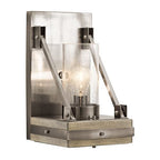 Open Box - Kichler 43436CLP Colerne Single Light 15" Tall Wall Sconce with Seedy Glass Cylinder Shade
