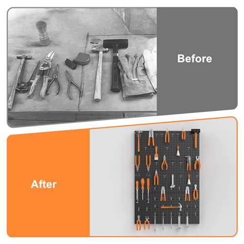 WALMANN 3 PCS 12x24 in Pegboard Panels for Wall, 36x24 in Tools Pegboard - color: Black 12"*24", size: 24"*36"