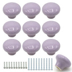 10-Pack Ceramic Cabinet Knobss Light Purple 32mm Round Drawer Pull - color: Purple