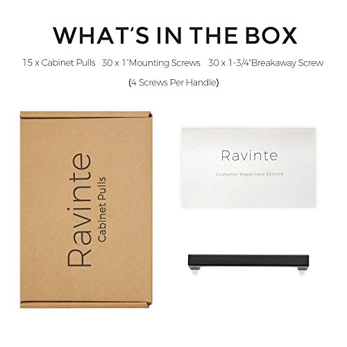 Ravinte Matte Black Square & Solid Cabinet Handles,3-3/4 Inch,15 Pack - size: 3-3/4 Inch Hole Center