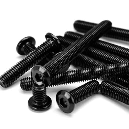 M5 x 6mm Flat Head Hex Socket Cap Screws Furniture Bolts, Stainless Steel 18-8 (304), Black Oxide, Countersunk Connector Screw, Full Thread, 20 PCS (with Hex Spanner) - size: M5 x 6mm