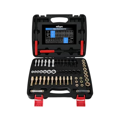 Nilight 56PCS Thread Chaser Set SAE Metric Universal UNC UNF Sizes - size: 56PCS Metric & SAE