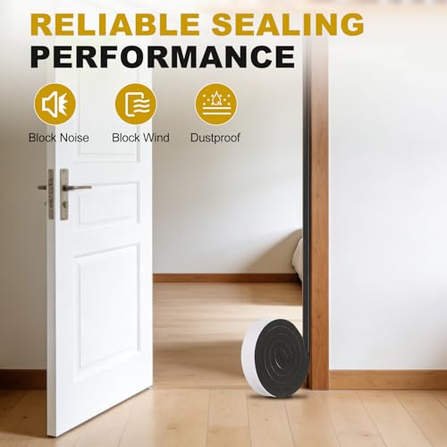 uxcell Weather Stripping Door Seal, 1" x 9/16" x 6.5 Ft Adhesive Foam Tape Seal Soundproof Insulation Strips for Door Frame Window Gaps (1 Roll, 6.5 Feet) - size: 1" x 9/16" (6.5 Ft)