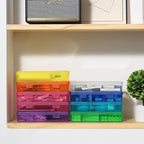 novelinks Small Plastic Storage Containers with Lids and Clear Pencil Box - color: 9 Pack Medium -Color