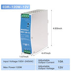 MAKERELE 120W 12V AC to DC DIN Rail Power Supply - style: 120W-12V