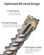 1 Inch x 12 Inch SDS Plus Rotary Hammer Drill Bit, Firecore Tungsten Carbide Long Drill Bits for Concrete Masonry Ceramic Tile Cement Walls Brick Rocks Stone, Brocas para Concreto - size: 1 in.